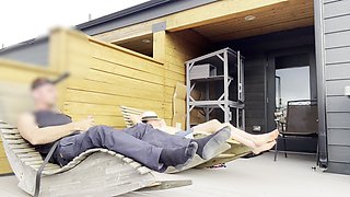 Dickflash Roof Adventure: Part 2 a Little Redhead Slut Gives Me Fast Cumshot on Her and While Her Boyfriend Waits
