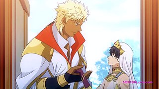 Titan dominates bride in bed after erotic anime feast