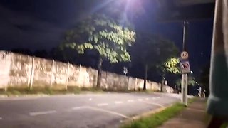 Risky Masturbating At The Bus Stop Next To The Beautiful Stranger!