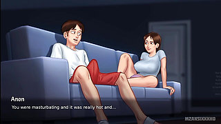 Jenny gives her boyfriend a foot job live on a cam show (Summertime Saga Gameplay)