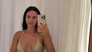Bikinis Try on in a Boutique Fitting Room