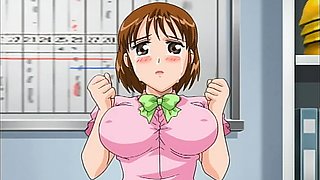 Busty Brunette in steamy cartoon romp with secretarial attire