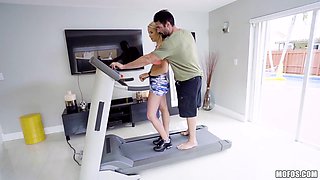 Fabulous babe Vanessa Cage is fucked hard right on а treadmill