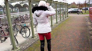 Blonde bdsm fetish slut facialized after rough doggystyle