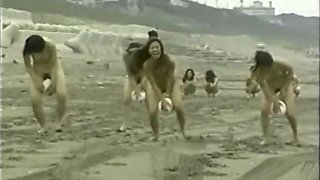 japanese nude girls ball playnig on the beach