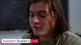 Professor Brittany Andrews helps student but needs his cock in return
