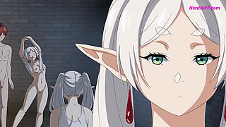 Frieren's First Gangbang: Mouth, Pussy, Ass - All Full, All at Once.