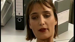 German Secretary Playing with Her Pussy in the Office