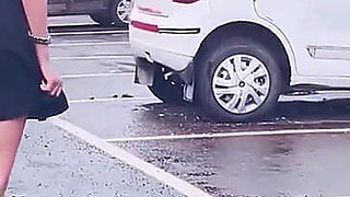 Stranger Car Tyre Squirt, Road Side Pussy Finger and Squirt and Ass Spank