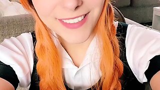 Petite amateur redheaded teen pisses and sucks cock