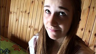 Cute teen girl enjoys foot fetish