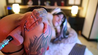 Stacked brunette goes solo toys and masturbation