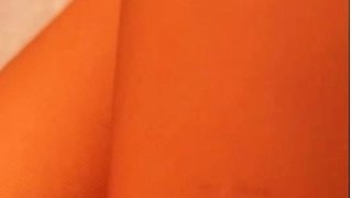 Solo Aiden Ashley masturbates in stockings