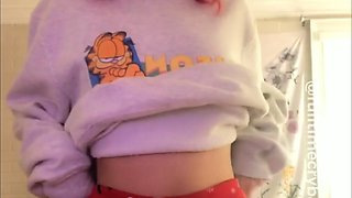Curly Blonde Teen Records Solo Dildo Masturbation