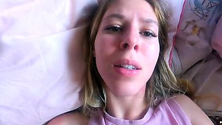 Step sis creampie with fat cock, rough hook-up in POV.
