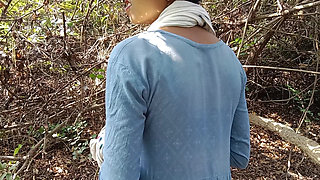 Indian Desi Village Bhabhi enjoying sucking dick in the jungle