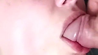 Real Amateur Homemade Bedside Blowjob: Cum on Face & Swallow