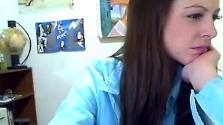 Cute curly brunette solo webcam masturbation