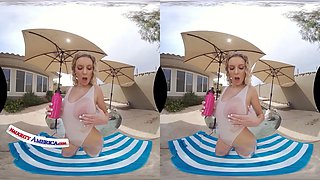 Naughty America - Coed babes, Alexia Anders, Harlow West, & Jackie Hoff, share the only cock available at the pool