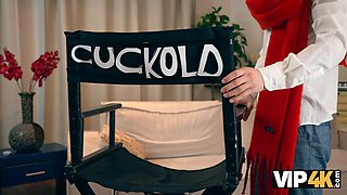 Vip4k. russian bitchy dark haired is having Double Penetration fun in front of her husband