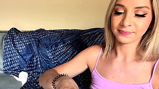 Cute blonde teen gf handjob