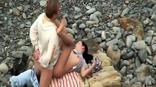 Beach voyeur spies on a wild amateur couple having hot sex
