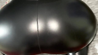 Naughty Student Girl Sucks the Professor and Begs Him to Cum on Her Leather Pants