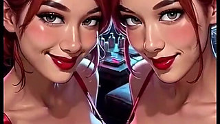 Cute Lesbians Tongue and Kiss Fetish, Ai Animation