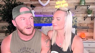 Close up with blonde hottie blowing a large dick