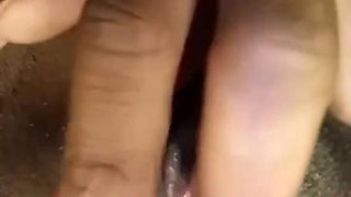 Panties to the Side as Ebony Teen Exposes Her Tiny Pussy