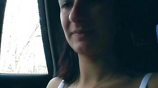 German beauty masturbating in the back of the car