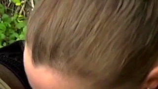 Outdoor threesome fuck for sexy big ass brunette