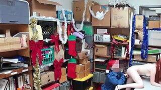 Amateur redhead caught in office storage room