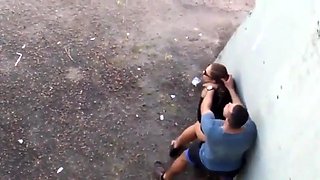 Voyeur spies on a hot milf getting fucked doggystyle outside