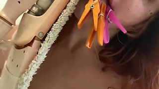 Clothespins, Spit, Licking Toilet and Floor Masturbation