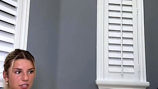 Busty blonde Hitchhiking teen strips and masturbates