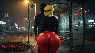 Big Ass Woman Bouncing Her Huge Butt at the Bus Stop