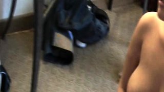 Tan stud gives a POV blowjob to his big cock