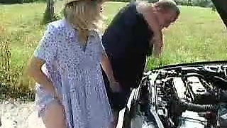 Pregnant blonde fucked outdoors
