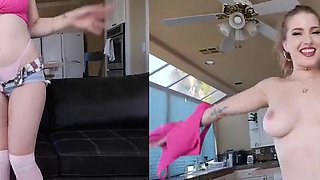Super Hot Blonde Goes To Her Bosss House To Fuck Him