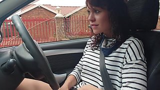 Taking A Public Car Drive While Playing With My Small Pussy