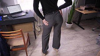 Hot Coworker Teases Ass Till Her Pants Ripped