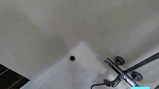 Big-Ass Black Teen's Solo Shower Footjob on Webcam