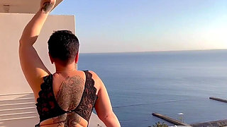 Beautiful Lingerie on the Balcony by the Sea