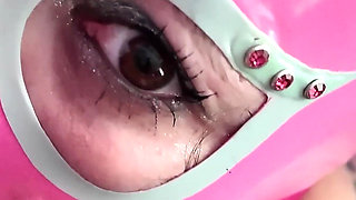 Sucking Fat Cock in Latex Hood