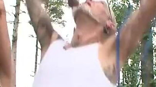 Stripped humiliated and spanked in the forest