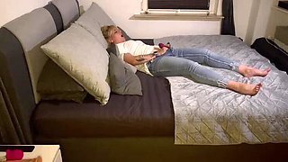 Blonde Solo Masturbation Moaning & Clit Rubbing to Intense Multiple Orgasms in Jeans