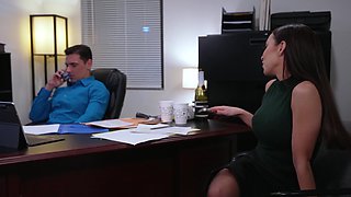 Long-haired beauty gets pussy licked by a pornstar in this video.