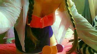 horny and naughty student showing her tongue , mouth watering and masturbation