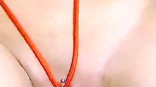 Web Cam Chat Bondage Orgasms Part 2 - Hang Weights on Pierced Pumped Pussy and Hiding Pingpong Balls Into Pussy